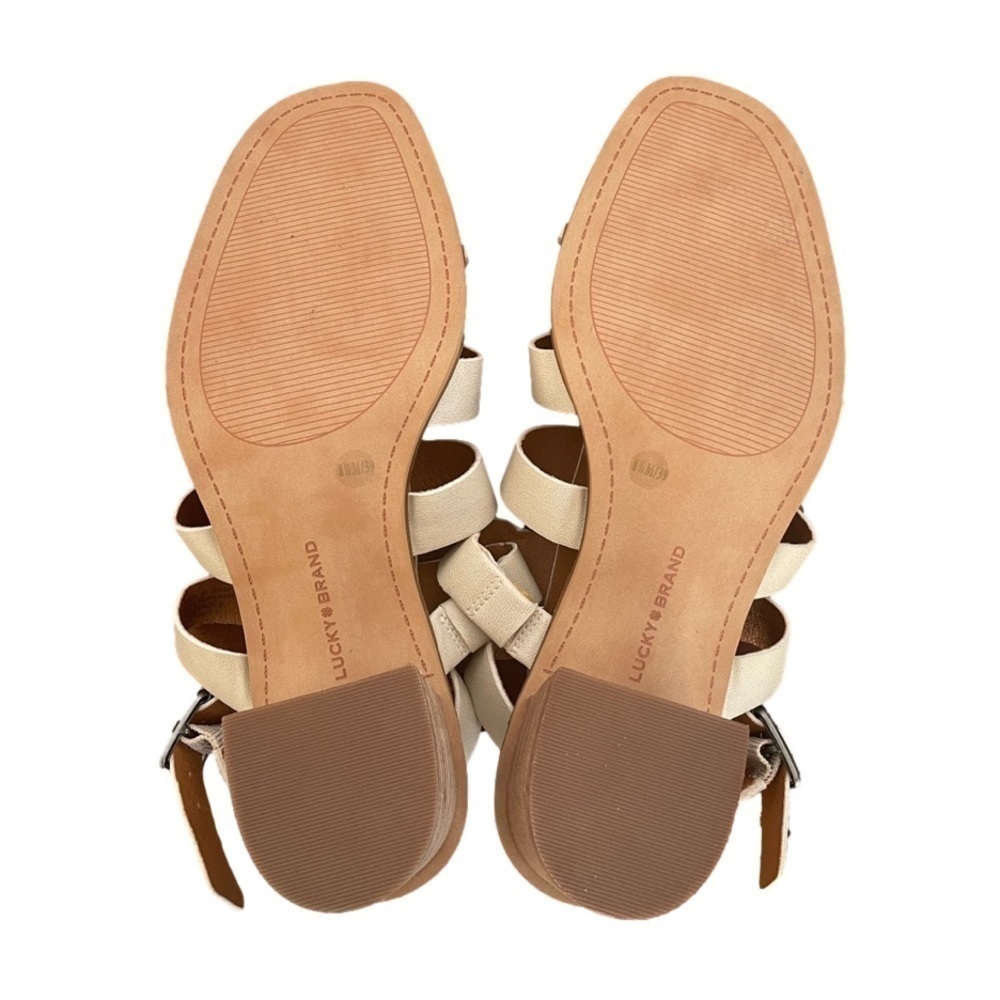 Lucky Brand Tan Stucco Lindzay Block Heel Sandal, 8.5 - Picture 7 of 9